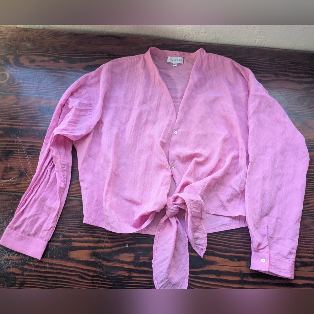 Lucy Paris Pink Tie-Front Blouse – Size M (EU 40)